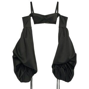 Del Core, Puff-Sleeve Wool-Blend Cropped Top | SIze: IT 42, US: 6